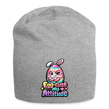 Excuse my Attitude Easter Pun - Jersey Beanie - heather grey - Front