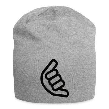 Signe de la main Shaka – Signe de surfeur - Bonnet en jersey - gris chiné - Devant