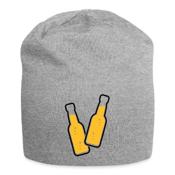 2 Flaschen Stoßen An (Bier / Limonade / POS 2C) - Jersey-Beanie - Grau meliert - Vorne