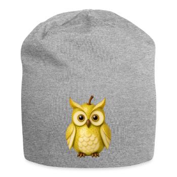 Pear Owl Fruit Art Animal Motif Nature Design - Jersey Beanie - heather grey - Front