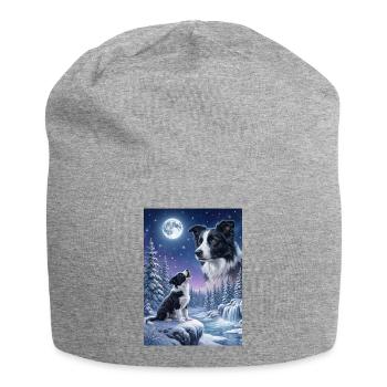 Howling to the Moon Meme Dog Border Collie - Jersey Beanie - heather grey - Front