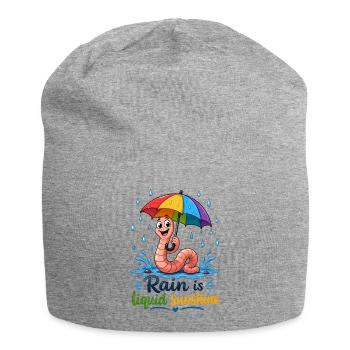 Ver de terre avec un parapluie coloré - Bonnet en jersey - gris chiné - Devant