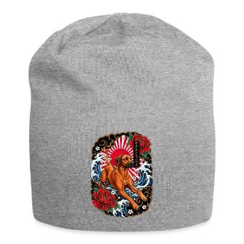 Rhodesian Ridgeback im Japan Tattoo Stil - Jersey-Beanie - Grau meliert - Vorne