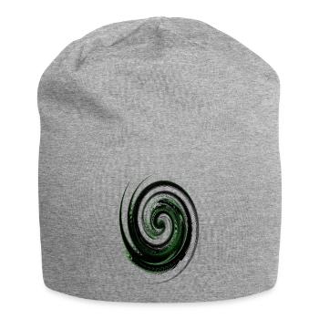 Green Spiral Swirl Neon Art - Jersey Beanie - heather grey - Front