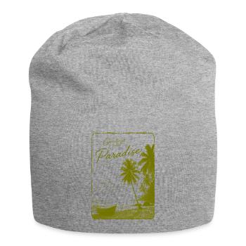 Grüße aus dem Paradies - Jersey-Beanie - Grau meliert - Vorne