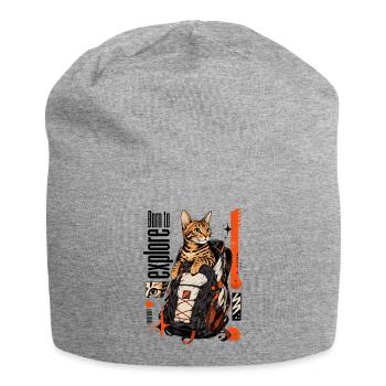 Born to Explore – Adventure Bengal Cat - Jersey Beanie - heather grey - Front