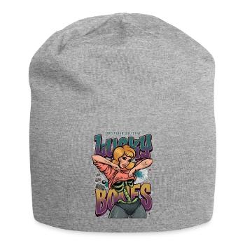 Lucky Bones Retro Skeleton Pin Up Streetwear - Jersey Beanie - heather grey - Front