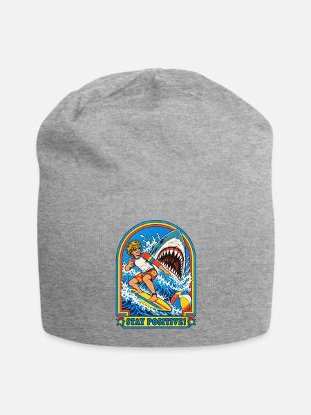 Positiver Surf Shark Retro - Jersey-Beanie - Grau meliert
