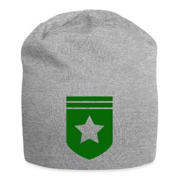 Grünes Abzeichen mit Stern - Jersey-Beanie - Grau meliert - Vorne
