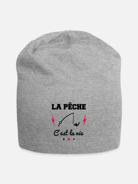 La pêche c'est la vie, cadeau pêcheur,peche - Bonnet en jersey - gris chiné
