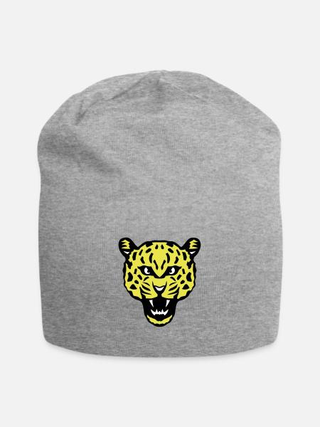 Kopf Leoparden wilde Tiere - Jersey-Beanie - Grau meliert