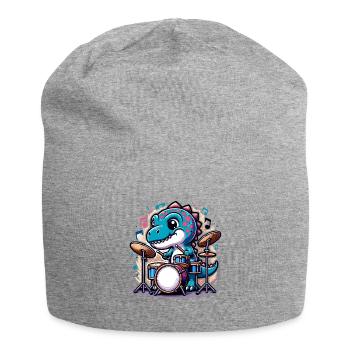 Cool T-Rex Dinosaur Drummer - Jersey Beanie - heather grey - Front