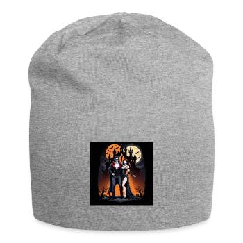 Vampire Paar Halloween Kürbis Fledermaus Kostüm - Jersey-Beanie - Grau meliert - Vorne