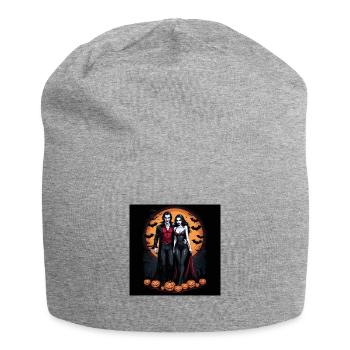 Vampire Paar Halloween Kürbis Fledermaus Kostüm - Jersey-Beanie - Grau meliert - Vorne