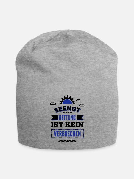 Seenotrettung ist kein Verbrechen - black & blue - Jersey-Beanie - Grau meliert