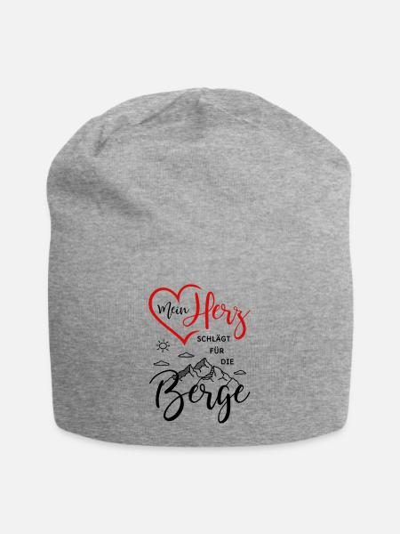 Mein Herz schlägt für die Berge - Jersey-Beanie - Grau meliert