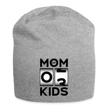 MOM OF 3 KIDS MOM THIRD CHILD - Jersey Beanie - heather grey - Front
