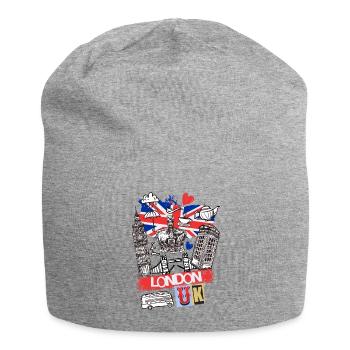 Londres, Angleterre, Royaume-Uni, ville Skyline, dessin animé - Bonnet en jersey - gris chiné - Devant