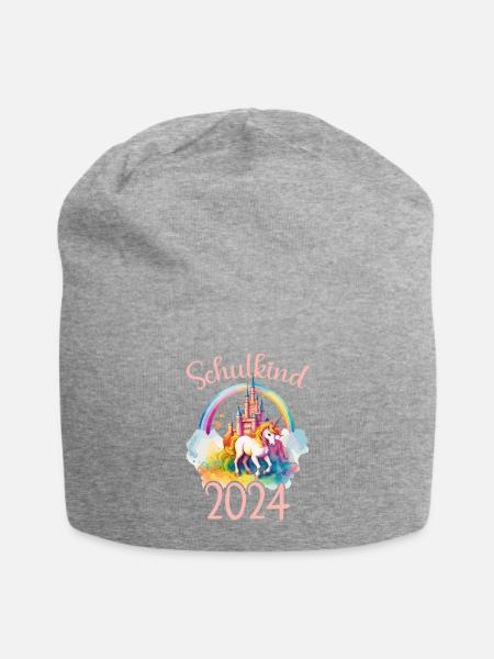 Schulkind 2024 Einhorn Einschulung Schule Schüler - Jersey-Beanie - Grau meliert