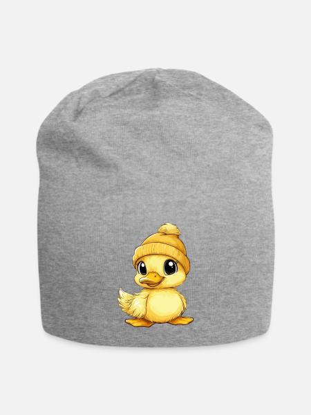 Ente Süß Niedlich Baby Kinder Tier Entchen Cartoon - Jersey-Beanie - Grau meliert