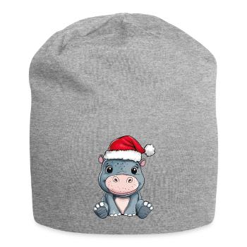 Hippopotamus Christmas Cute Cute Christmassy - Jersey Beanie - heather grey - Front