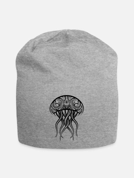 Qualle Tribal Tattoo - Jersey-Beanie - Grau meliert