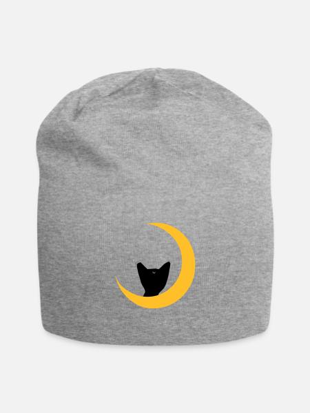 chat de lune - Bonnet en jersey - gris chiné
