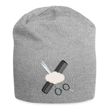 Hairdressing scissors with comb and label - Jersey Beanie - heather grey - Front