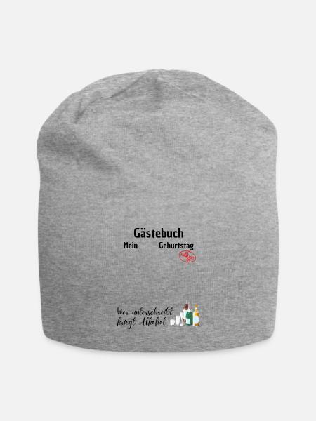 Gästebuch Mein Geburtstag - Jersey-Beanie - Grau meliert