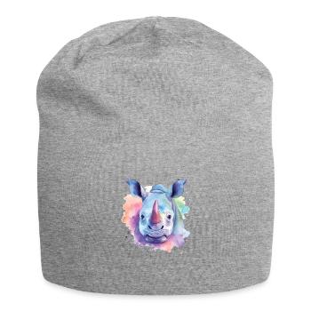 Lebendige Nashornkunst - Jersey-Beanie - Grau meliert - Vorne