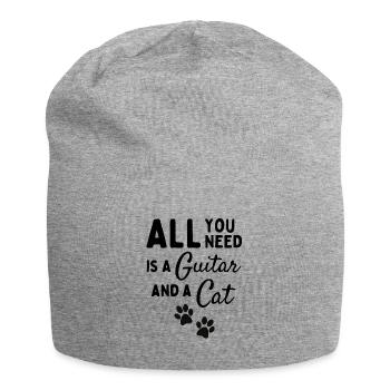 Alles, was Sie brauchen, ist Gitarre und eine Katze - Jersey-Beanie - Grau meliert - Vorne