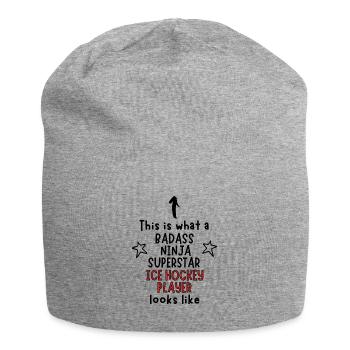 Badass, Ninja, Superstar, Joueur de hockey sur glace - Bonnet en jersey - gris chiné - Devant