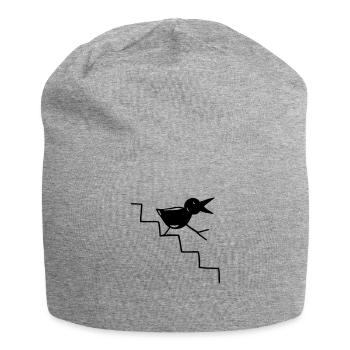Vogel geht die Treppe runter - Jersey-Beanie - Grau meliert - Vorne