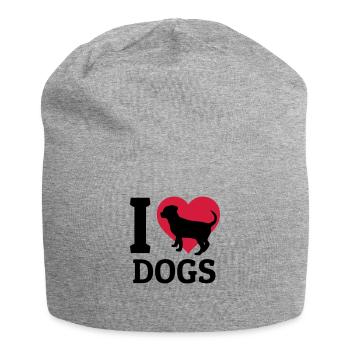 I love dogs - Jersey Beanie - heather grey - Front