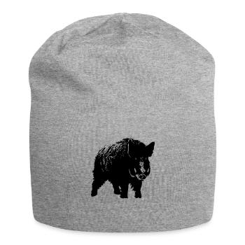 Wild Boar - Wildschwein - Jersey-Beanie - Grau meliert - Vorne