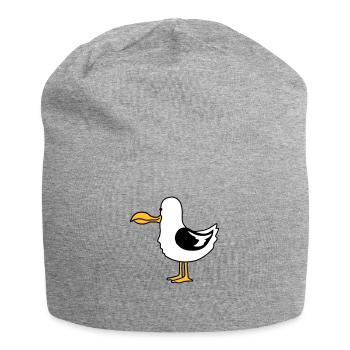 funny moeve beach bird hunger - Jersey Beanie - heather grey - Front