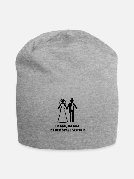 Im Mai, Im Mai Ist Der Spaß Vorbei! (Hochzeit JGA) - Jersey-Beanie - Grau meliert