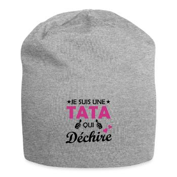 Je suis une tata qui déchire - Bonnet en jersey - gris chiné - Devant