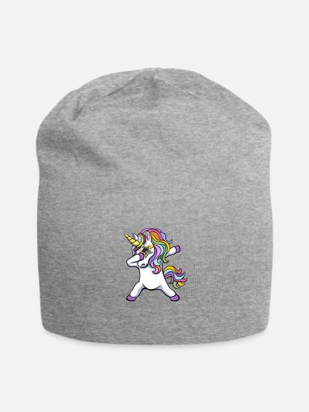 Einhorn Tupfen - Jersey-Beanie - Grau meliert