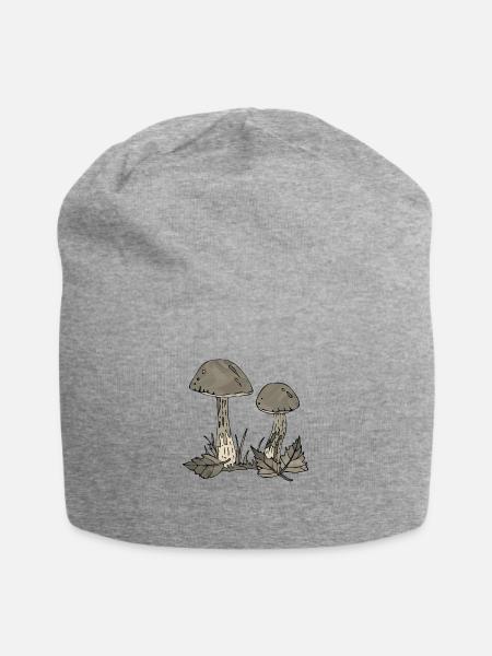 Pilze - Jersey-Beanie - Grau meliert