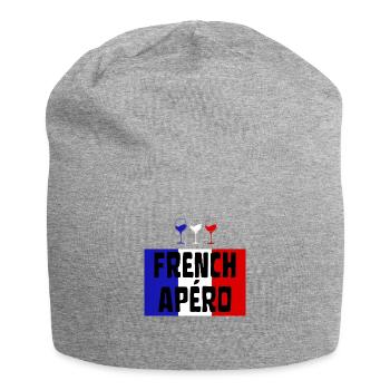 FRENCH APÉRO Vin Français bleu blanc et rouge - Bonnet en jersey - gris chiné - Devant