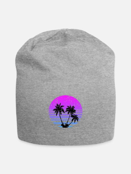 palmen retro sonne - Jersey-Beanie - Grau meliert