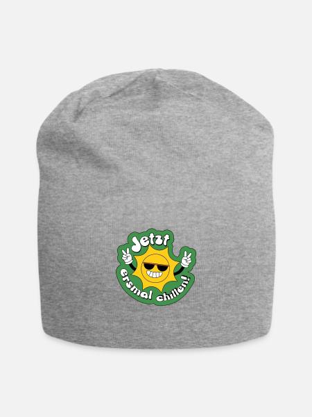 Jetzt erstmal chillen, Urlaub, Endlich Urlaub - Jersey-Beanie - Grau meliert