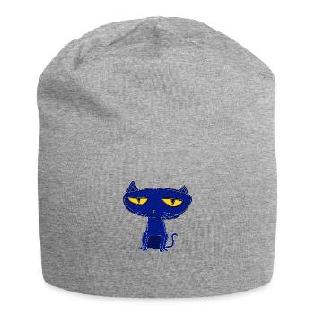 chat bleu triste - Bonnet en jersey - gris chiné - Devant