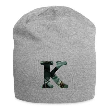 Lettre k marbré vert - Bonnet en jersey - gris chiné - Devant