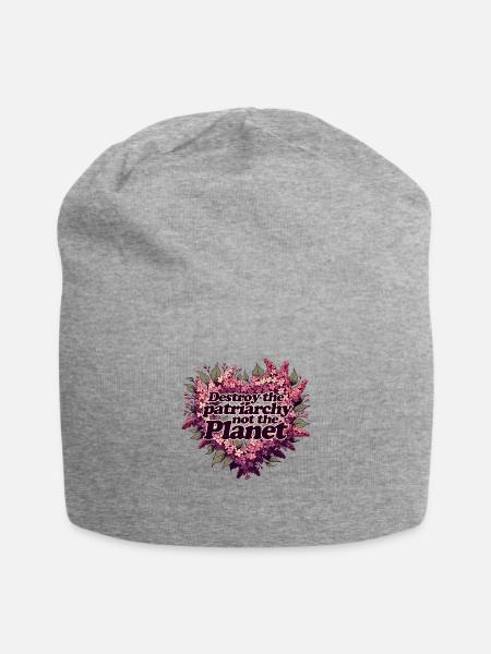 Zerstöre den Planeten, nicht das Patriarchat - Jersey-Beanie - Grau meliert