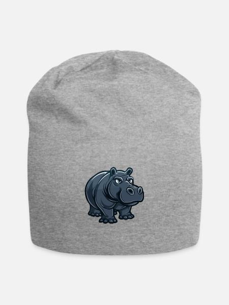 Nilpferd Comic - Jersey-Beanie - Grau meliert