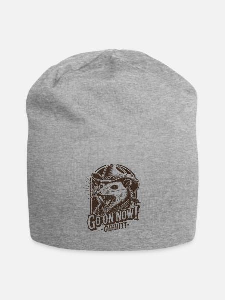 Vintage Go On Now Git Lustiger Cowboy Opossum Meme - Jersey-Beanie - Grau meliert