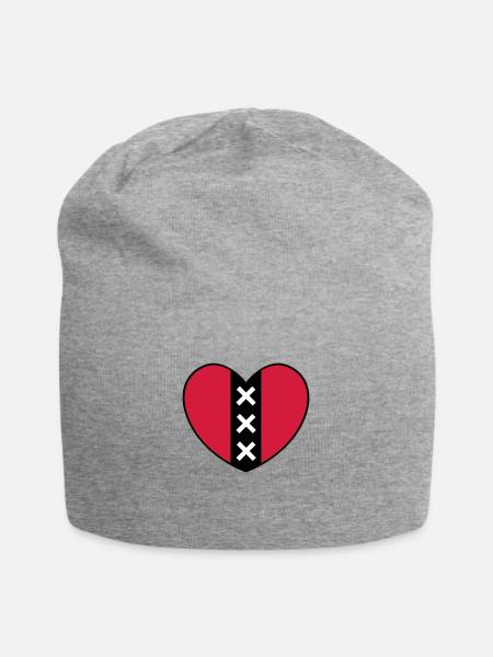 Herz mit dem Symbol der Stadt von Amsterdam - Jersey-Beanie - Grau meliert