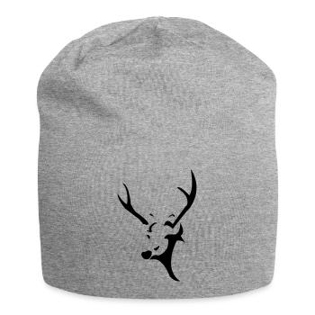 Hirschkopf - Jersey-Beanie - Grau meliert - Vorne